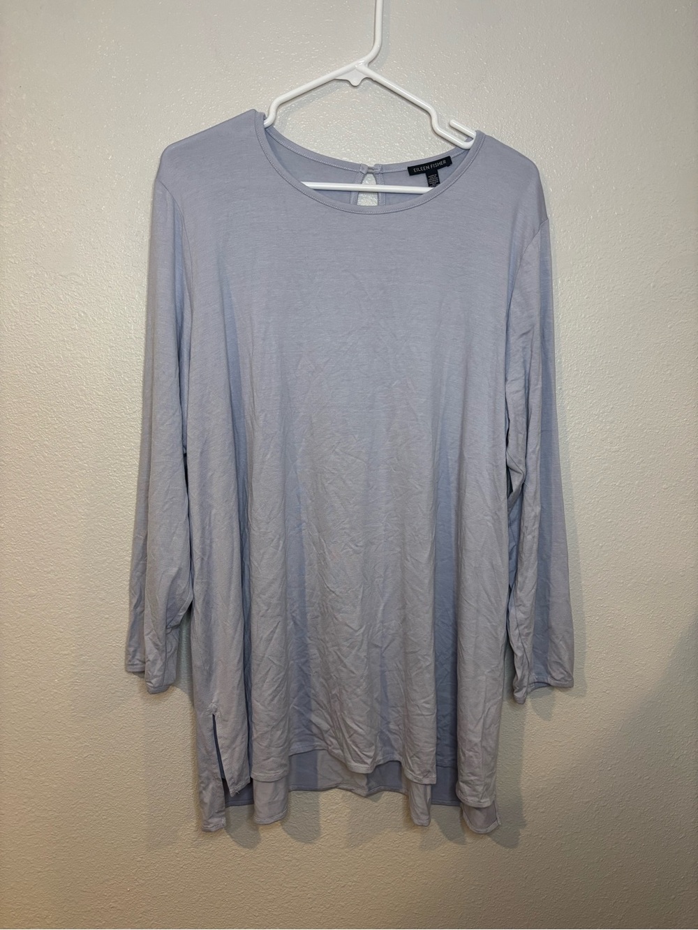 EILEEN FISHER Pale Blue Scoop Neck Tunic Top